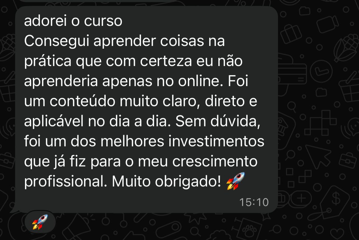 Print de depoimento de Gustavo Martins